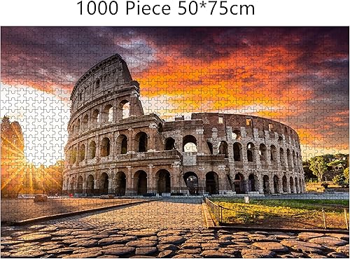 Miniatura 2 de Rompecabezas de 1000 piezas para adultos, Roma, Italia, The Coliseum at Sunriseum at Sunrise, impresión transparente entrelazada perfecta de madera
