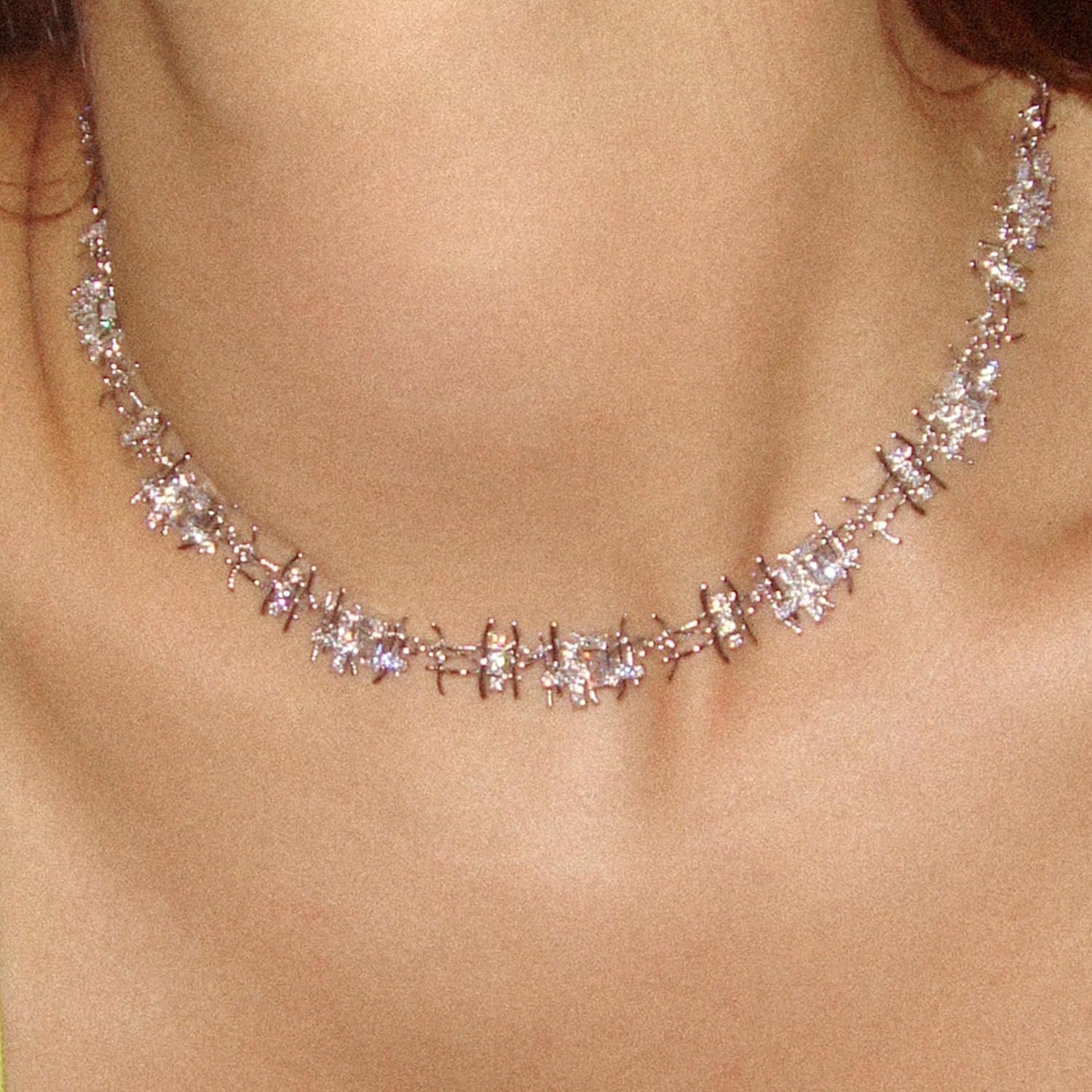 Chunky Braided Chain Necklace for Women, 18K Gold Plated Handmade Braided Cubic Zirconia Chain Choker Necklace Dainty Gold Choker Necklaces for Women Gifts Jewelry 16.9"