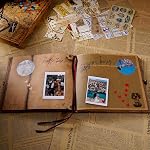 Our Adventure Book Scrapbook Photo Album Retro Style Embossed Letter Cover Travel Diary Journal Scrap Book Kit For Couples Memory Book For Anniversary Wedding,Best Friend Gift