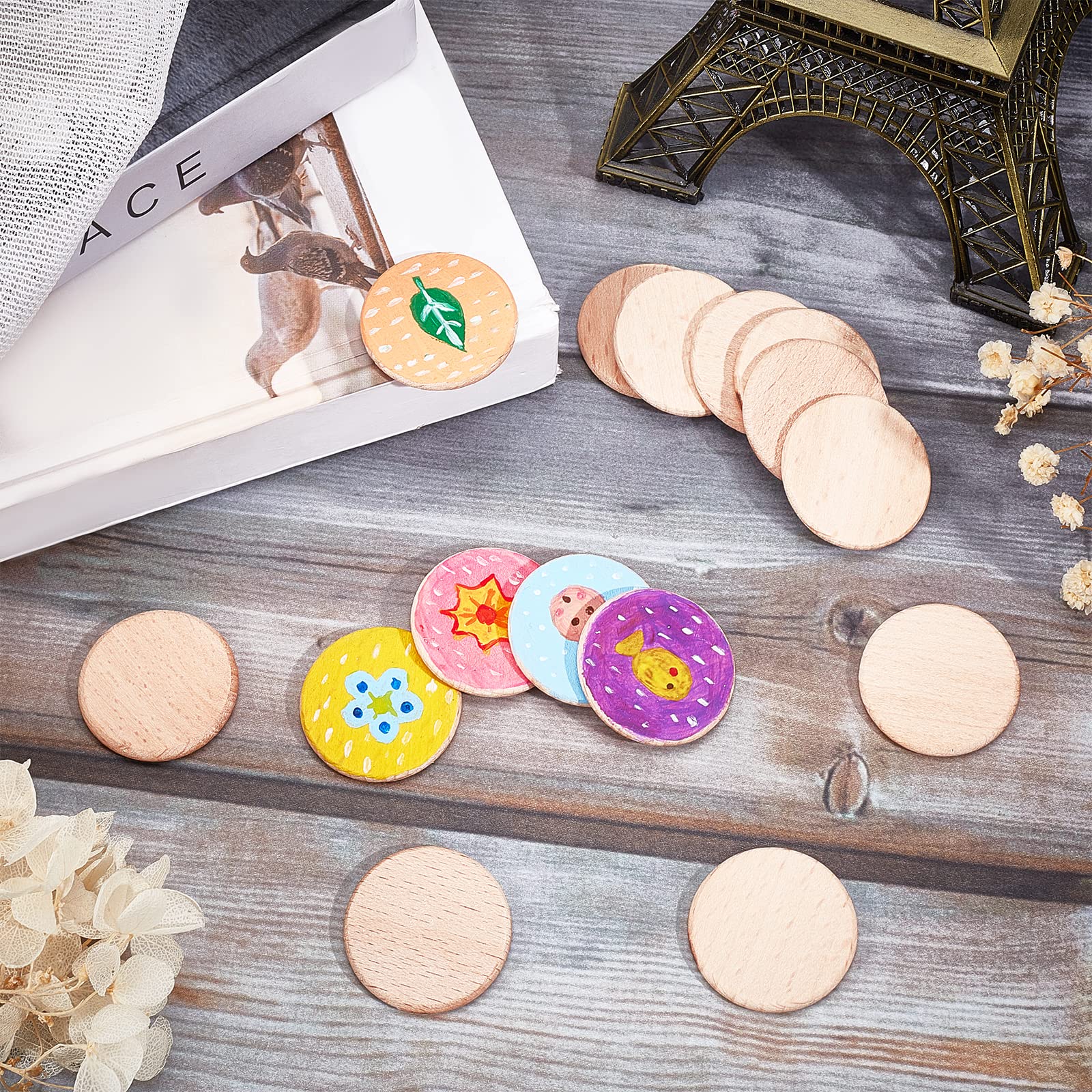 100 Stück Runde Holzscheiben 25mm - Naturholzplättchen Für DIY Bastelprojekte