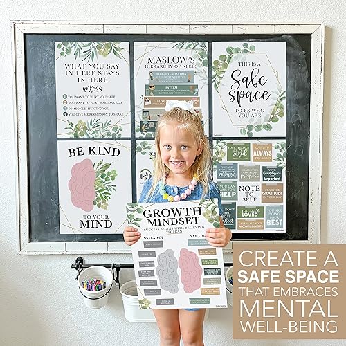 Miniatura 4 de Hadley Designs 9 pósteres de salud mental para el aula, 11 x 14 pulgadas, decoración de oficina de consejero escolar, póster de mentalidad de poder