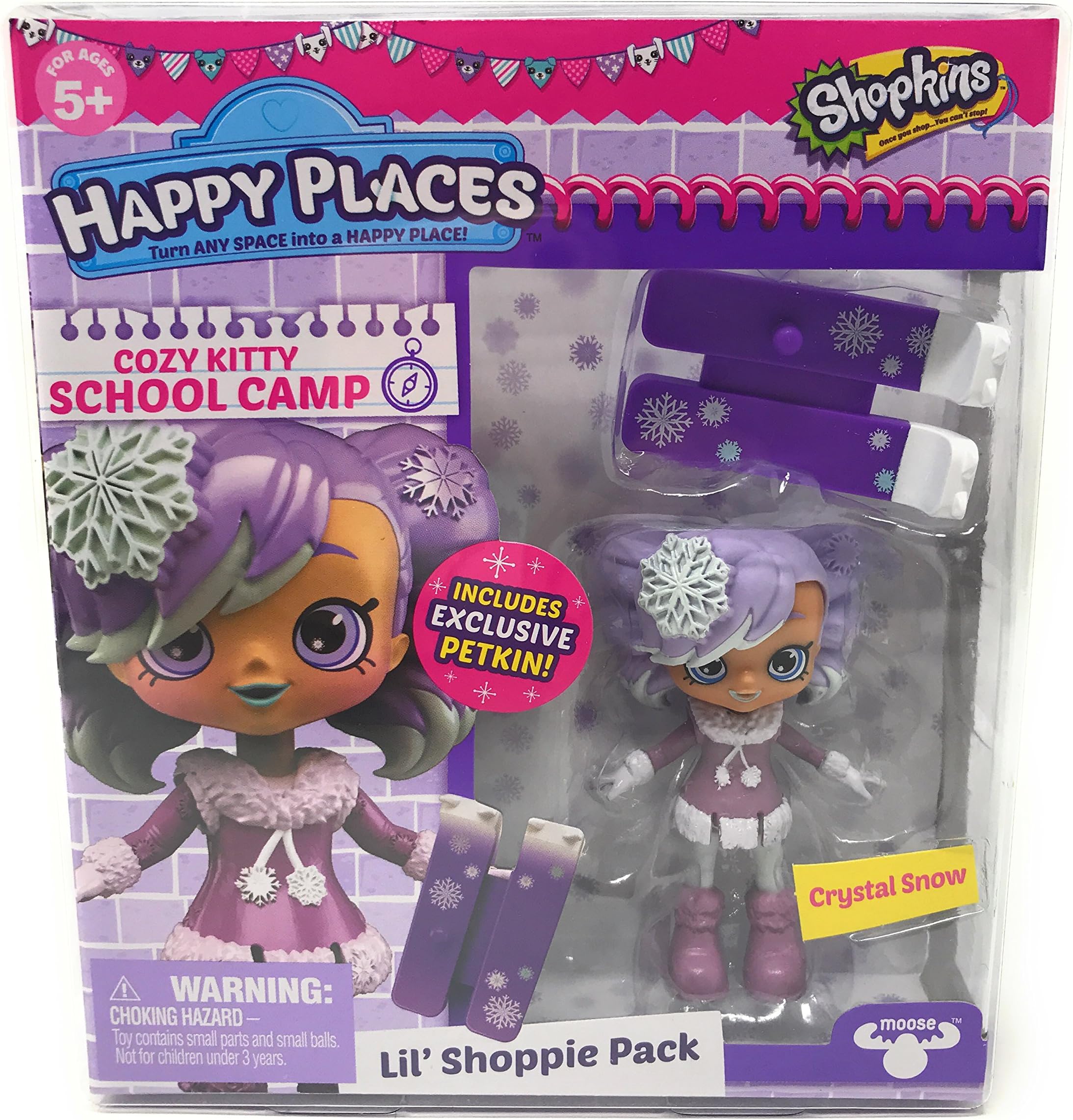 Moose Shopkins Happy Places Lil Shoppie Pack Crystal Snow - Cozy Kitty School Camp