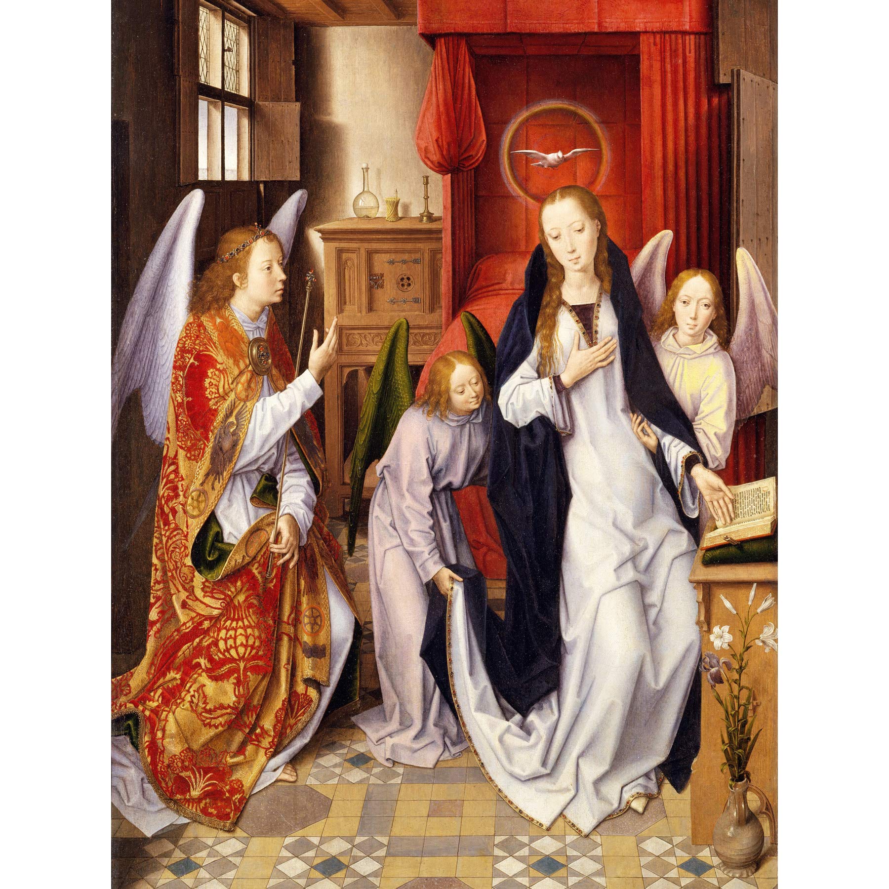 Artery8 Memling The Annunciation Painting Premium Wall Art Canvas Print 18X24 Inch