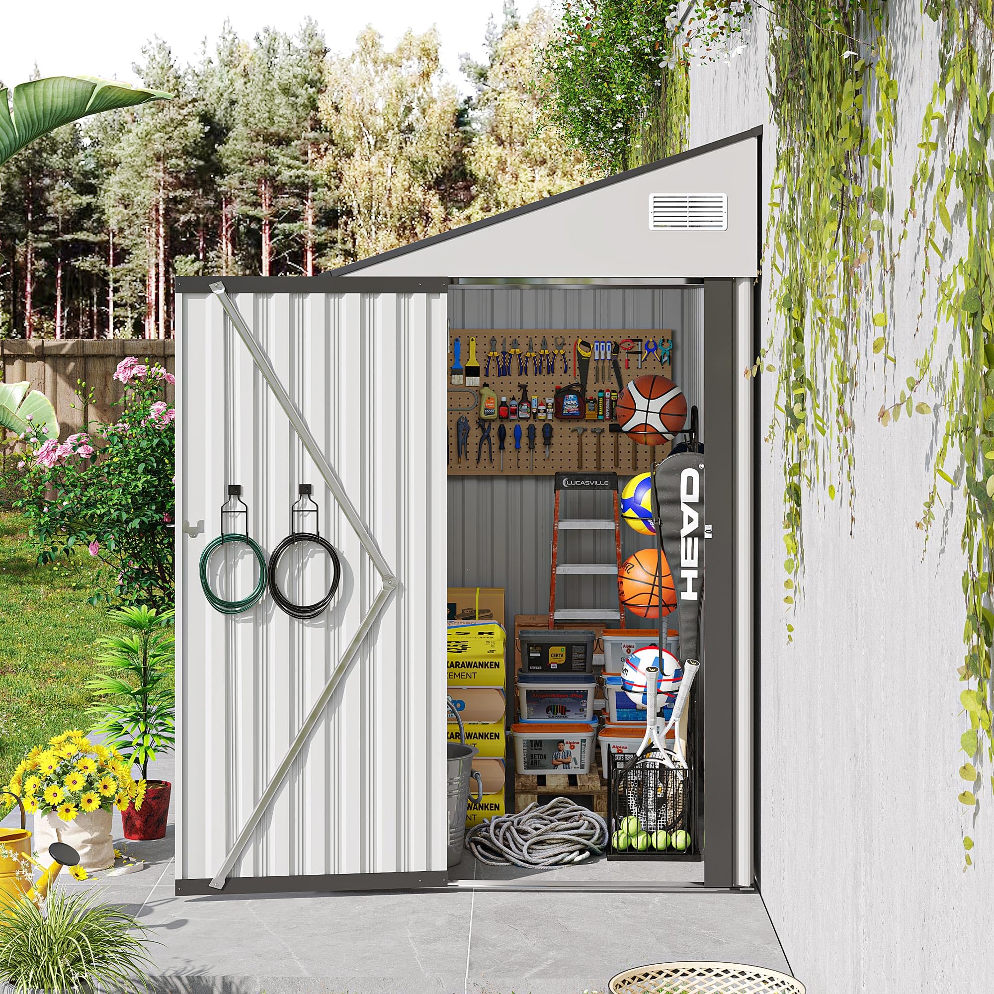 Lofka 6x4 Ft. Outdoor Storage Shed With Sliding Doors, Metal