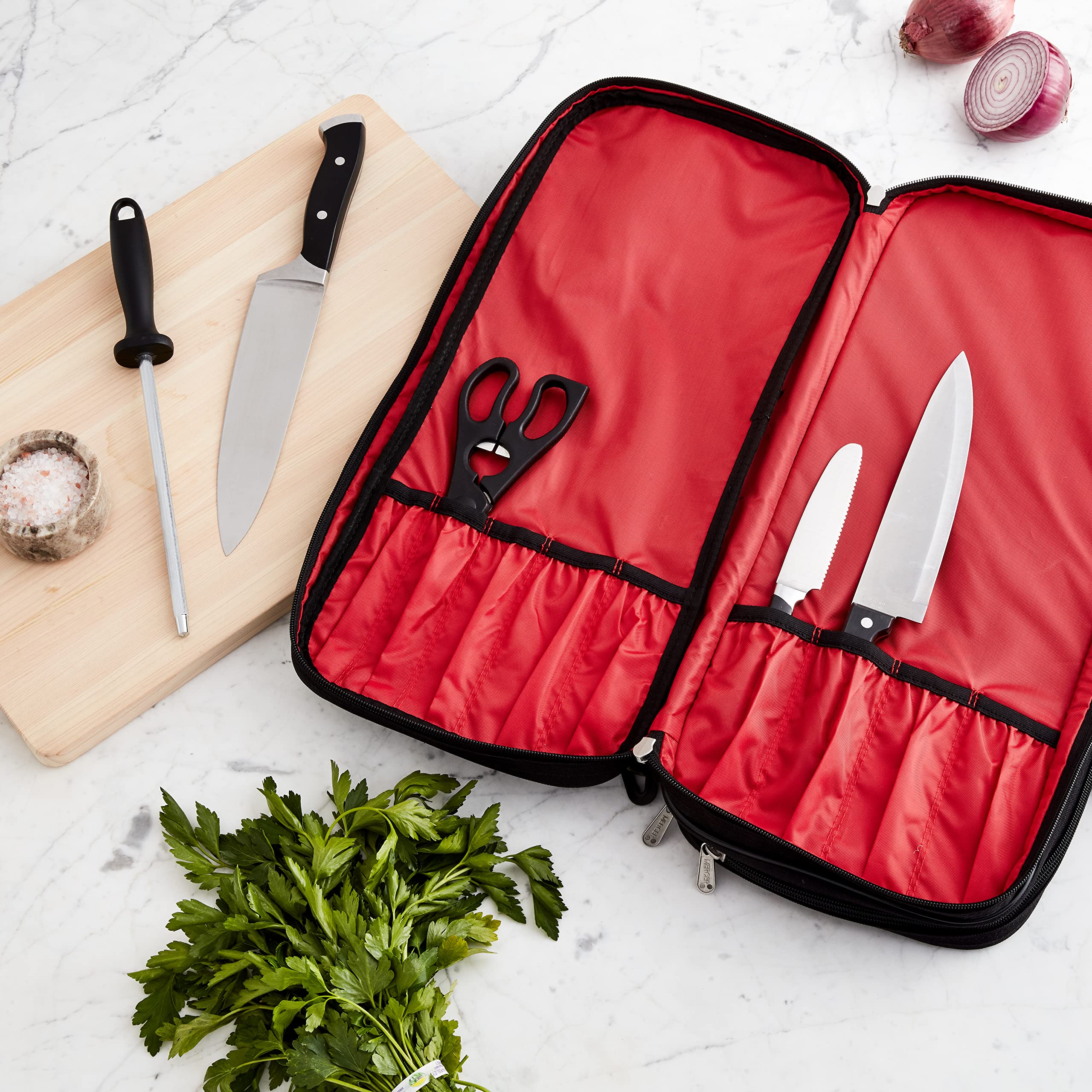 Amazon.com: Mercer Culinary Double-Zip 17-Pocket Knife Case,Black