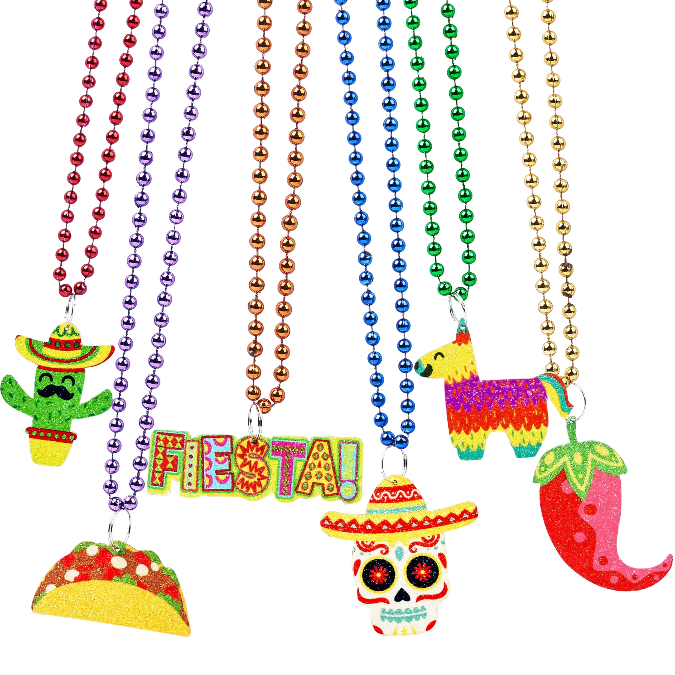 JOYIN 12 PCS Cinco de Mayo Beaded Necklaces for Party Decorations, Fiesta Beaded Necklace for Mexican Themed Bachelorette Party Favors, Photo Props Carnivals Event Decorations