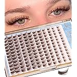 Brown Cluster Lashes Fairy Eyelash Clusters Natural Lash Extensions Wispy 3D Cluster Eyelash Extensions DIY Lash Extensions Soft Dark Brown Individual Eyelashes CC-Curly 8-16MM 144PCS