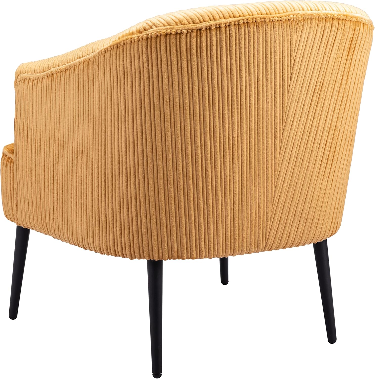 Sunbeam Yellow Velvet Barrel Accent Chair with Wood Legs
