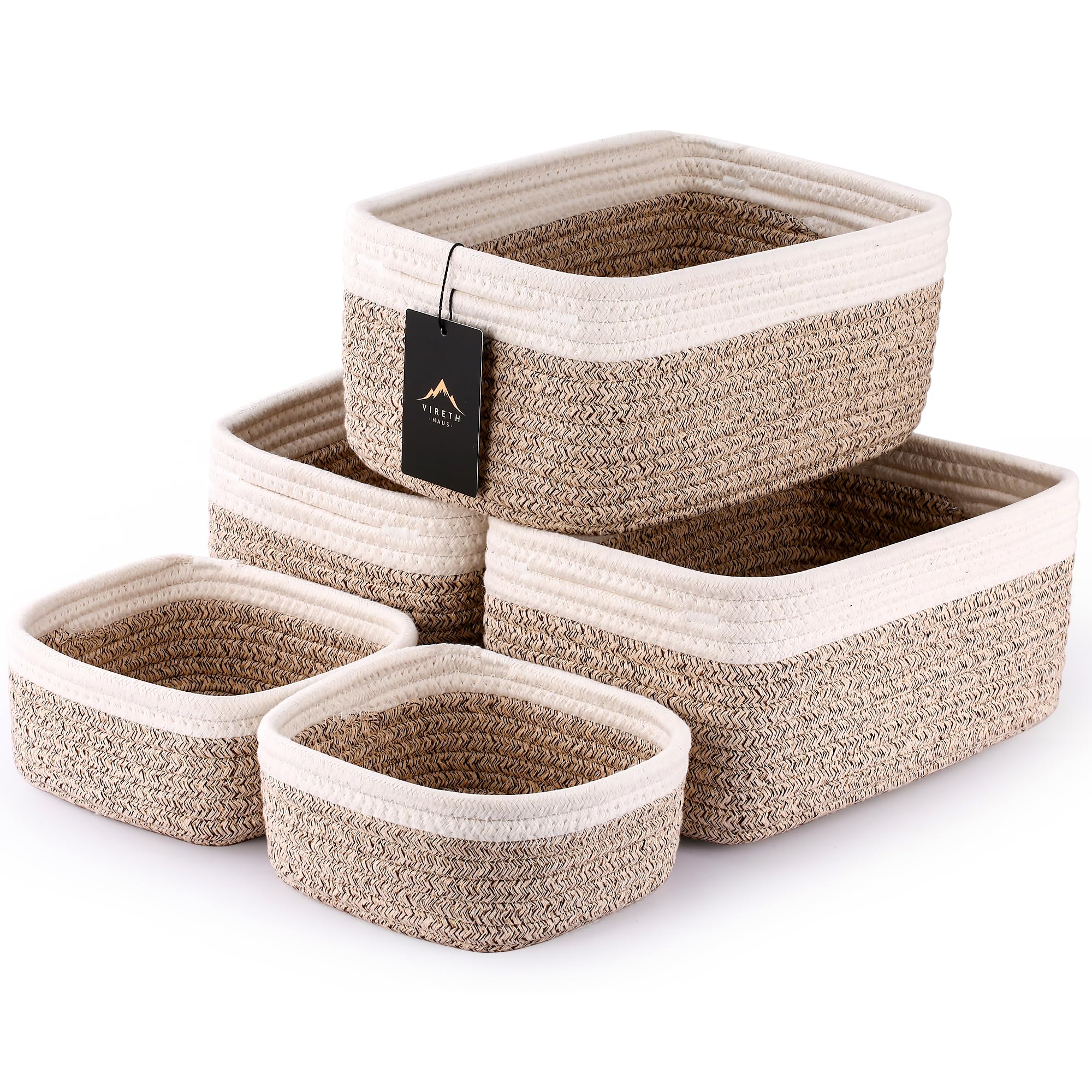 Amazon.com: VIRETH HAUS 5-Pack Small Woven Rope Storage Baskets