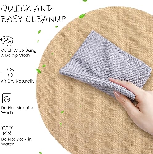 Miniatura 3 de 50 manteles individuales de arpillera de 15 pulgadas, redondos, reutilizables, color marrón, fibras de yute natural, manteles individuales