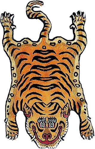 Alfombra de yoga de lana de tigre tibetano nepalí anudada a mano, 100 nudos, hecha a mano en Nepal