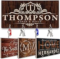 Vista 1 de Ganchos de madera personalizados para llaves de pared, regalo de madera personalizado para inauguración de la casa C5