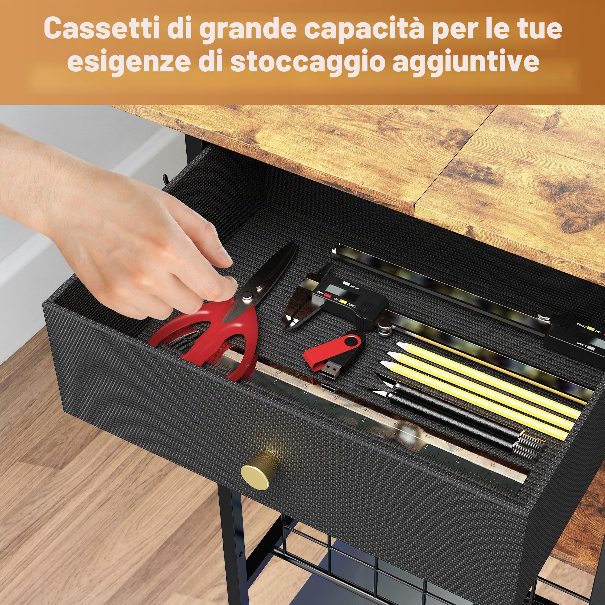 Yitexin Tavolo per lavori artigianali con contenitore 30 porta rotolo in vinile e cassetto, carrello portaoggetti compatibile con macchine Cricut, organizer
