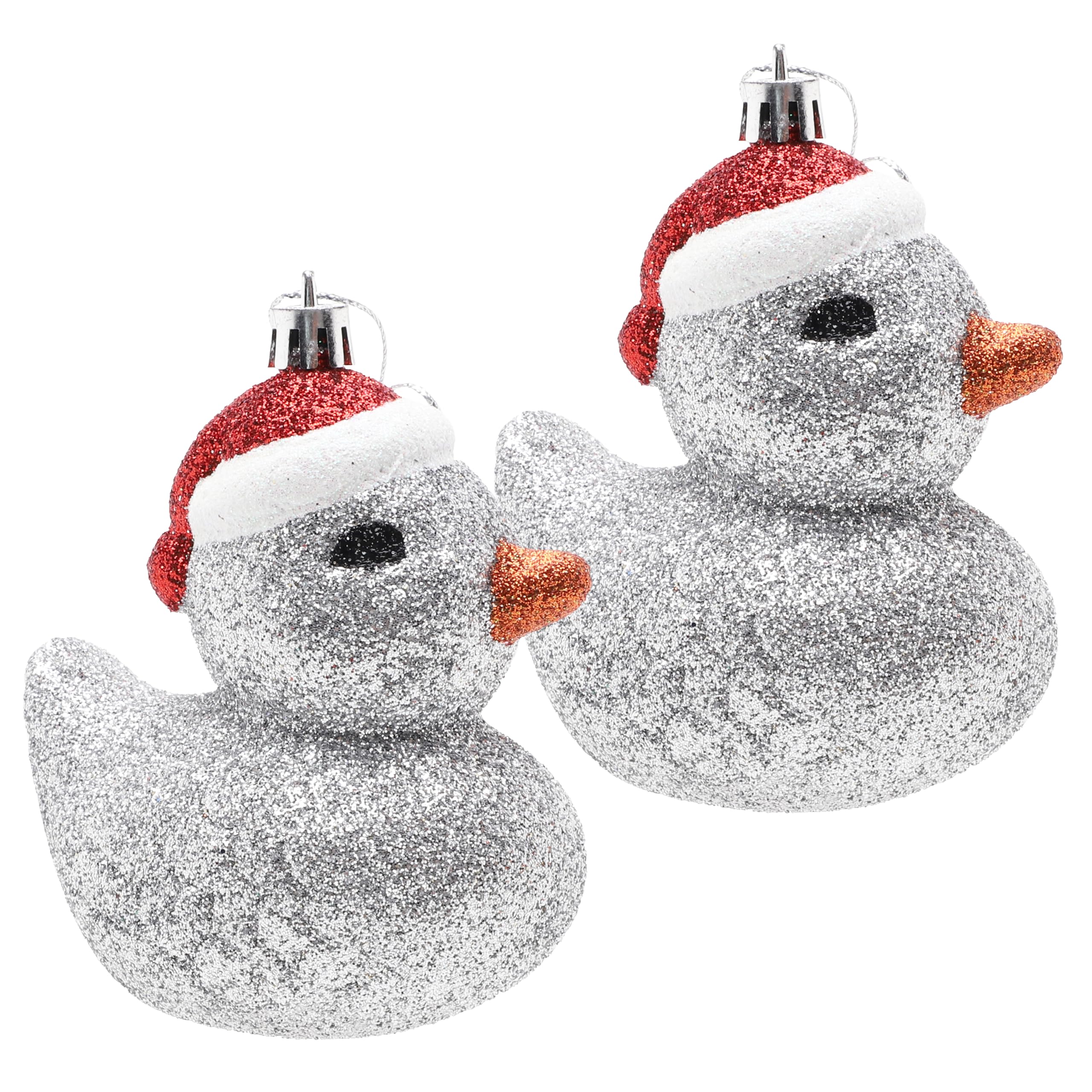 Christmas Concepts Silver Christmas Concepts® Pack Of 2-110Mm (4.3") Glittery Festive Duck Baubles - Christmas Tree Decorations