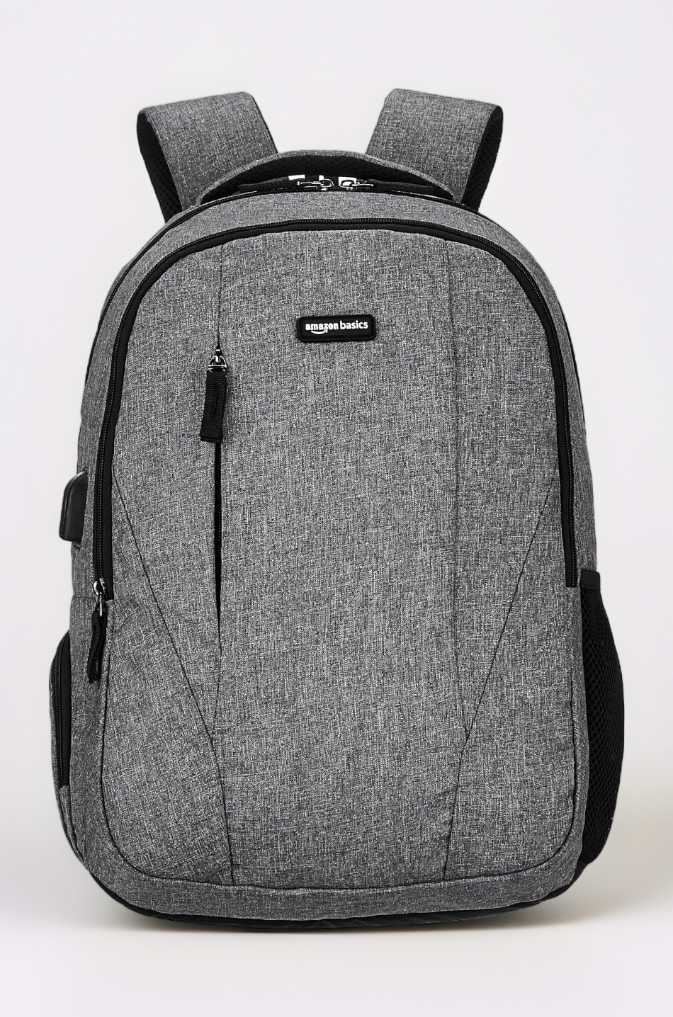 Amazon Basics 25L Anti-Theft Backpack | Fits 15.6 Inch Laptop | Bag with USB Charging Port | Multiple Compartments | Organiser Pocket for Men & Women (Grey)