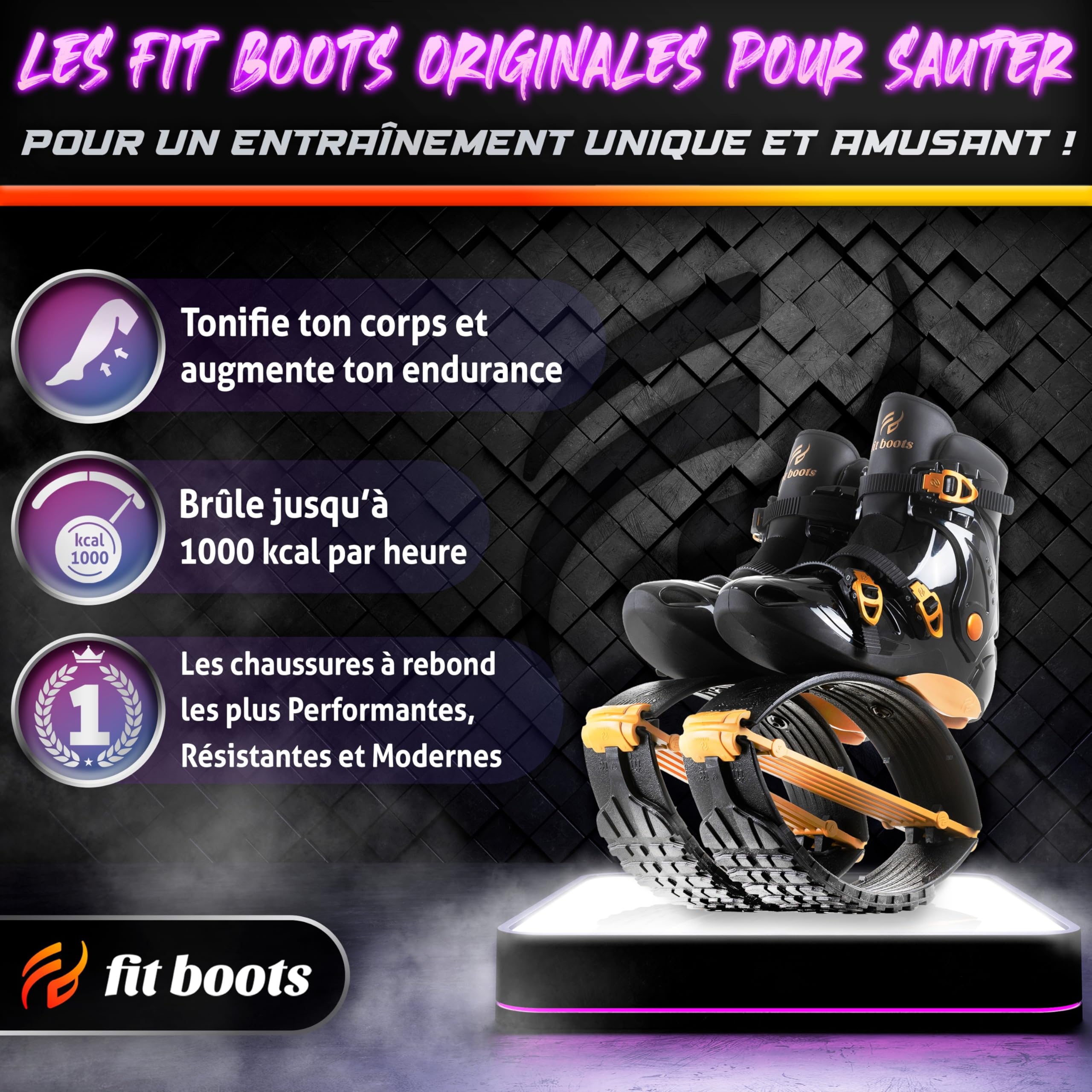 FIT BOOTS - Chaussures rebondissantes de Nouvelle Génération, Chaussures de Saut Originales de la Communauté Internationale d’Entraînement FitBoots Qui Révolutionnent Votre Fitness (Dore)