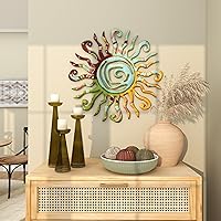 Vista 9 de Deco 79 Decoración de pared de metal para el hogar, escultura de pared para interiores y exteriores con patrones abstractos, arte de pared de 26 x 1