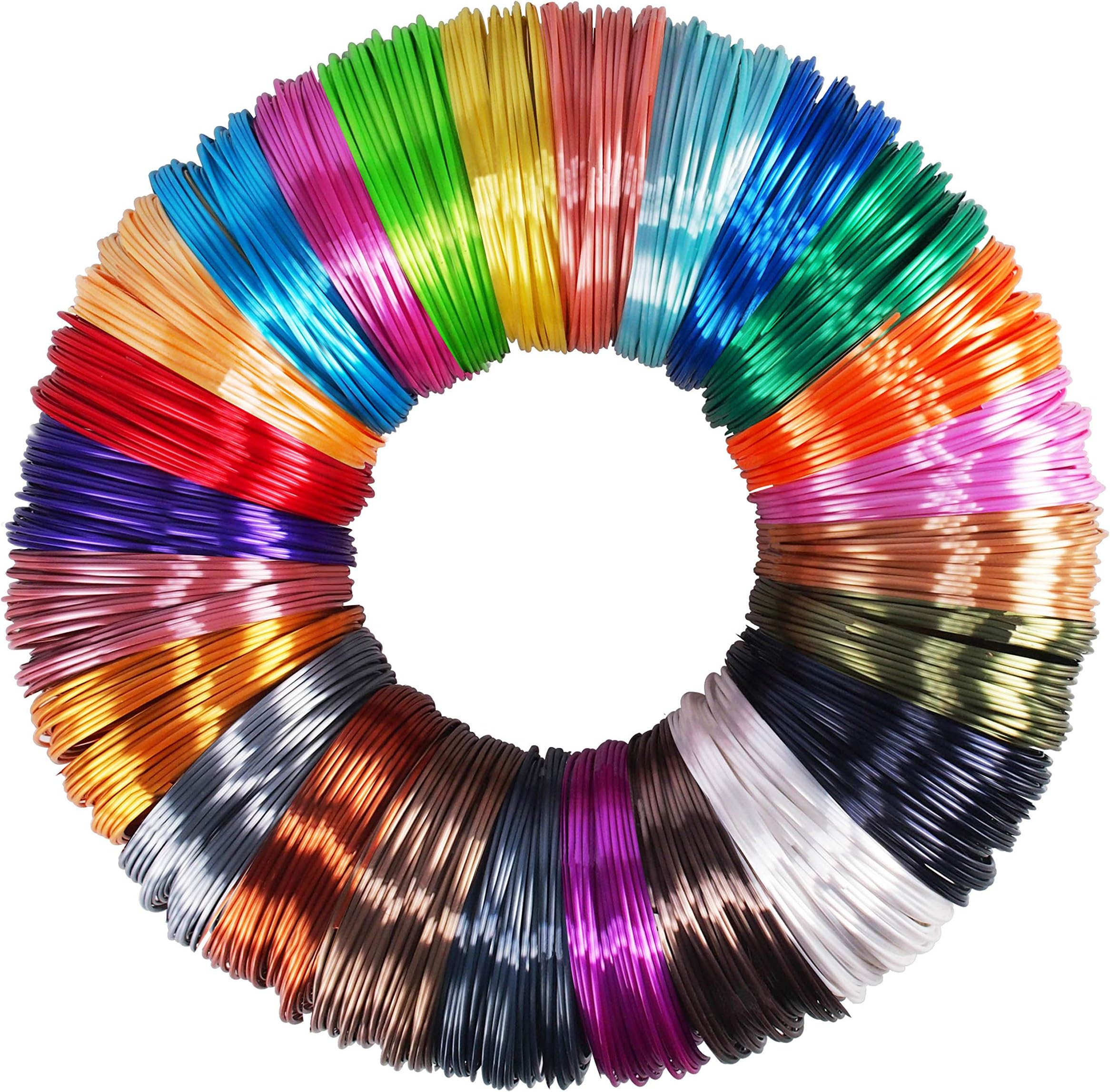 MIKA3D 25 Colors Silk Shiny PLA Filament Sample Pack, Each Color 4 Meter Length, Total 100m 3D Printer 3D Pen Material Refill, with Extra Gift 2 Finger Caps