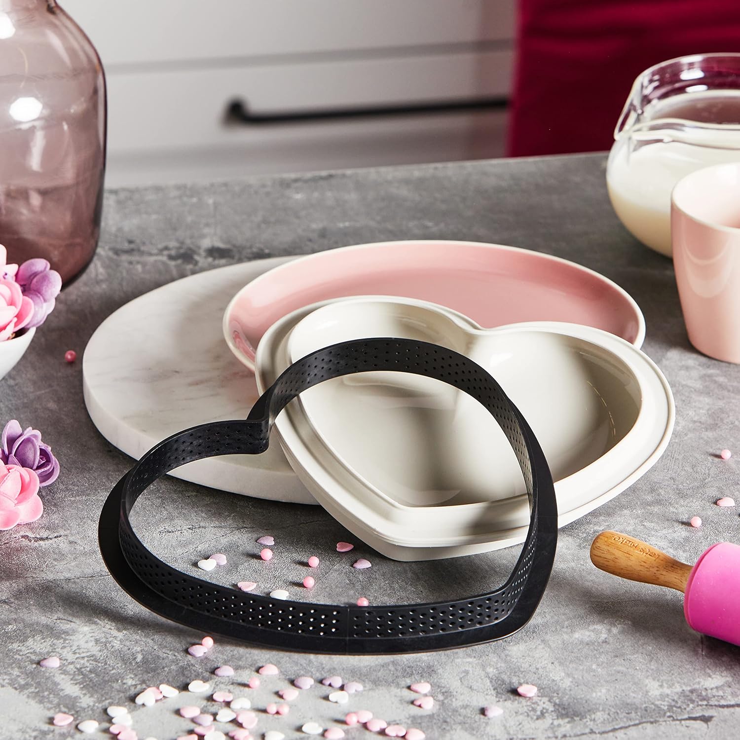 silikomart TARTE MON Amour kit composed by silicone mould and thermoplastic ring, ø220 MM