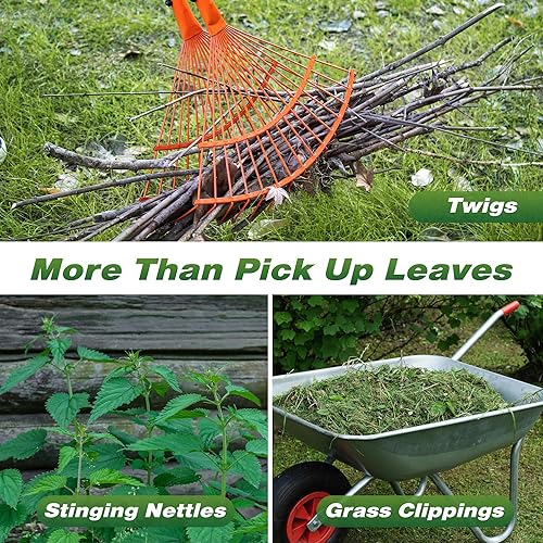 Miniatura 7 de Walensee Rastrillo agarrador de hojas con mango largo de acero, recolector de hojas resistente superior y garra de jardín, pala de hojas multiusos y
