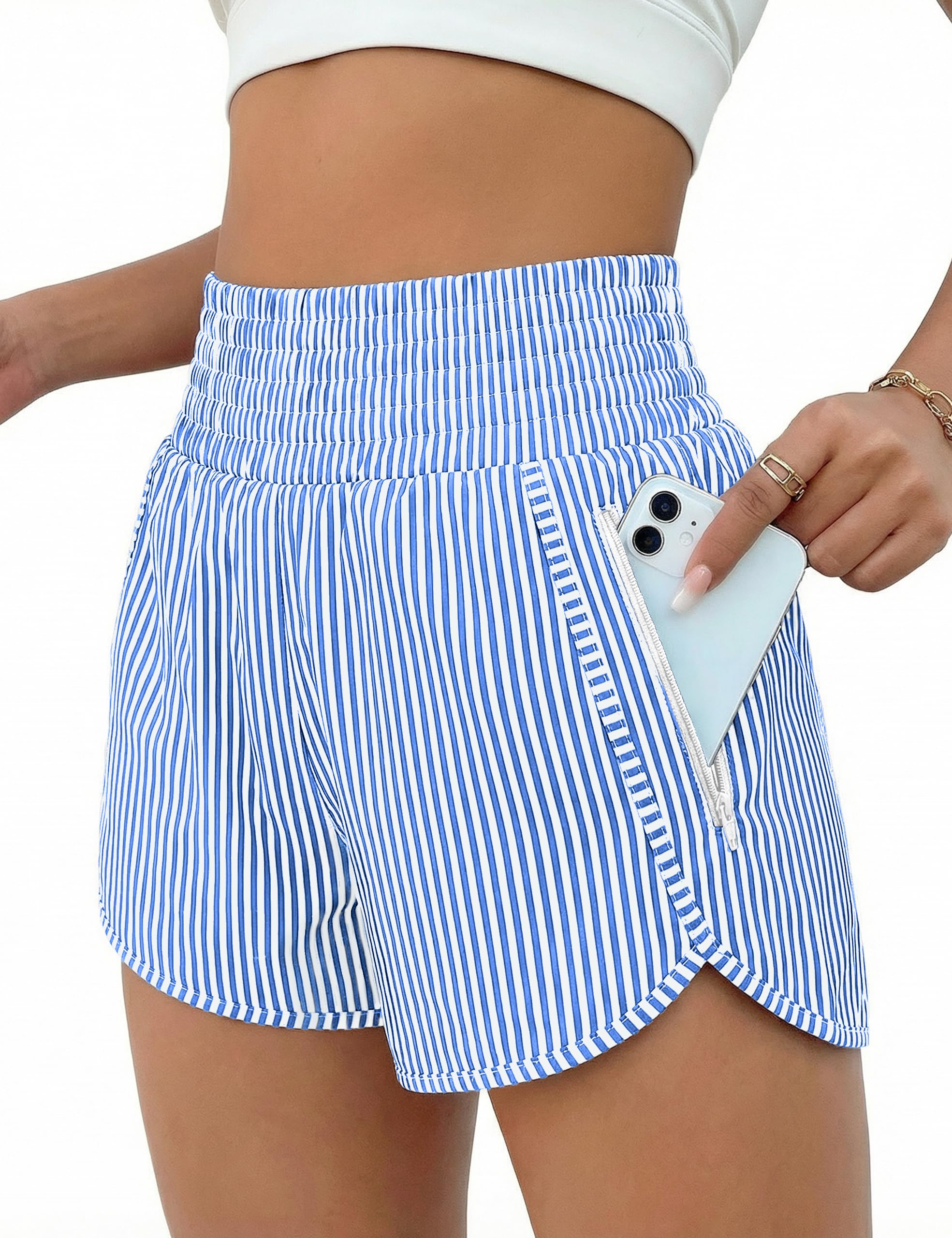 BMJL Women's Athletic Shorts High Waisted Running Short Pocket 2.5" Sporty Shorts Gym Workout Shorts