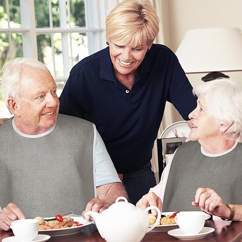 Miniatura 5 de Utopia Towels Paquete de 3 baberos unisex de alta calidad para adultos, para mujeres mayores, hombres, babero impermeable para comer, ajustable y