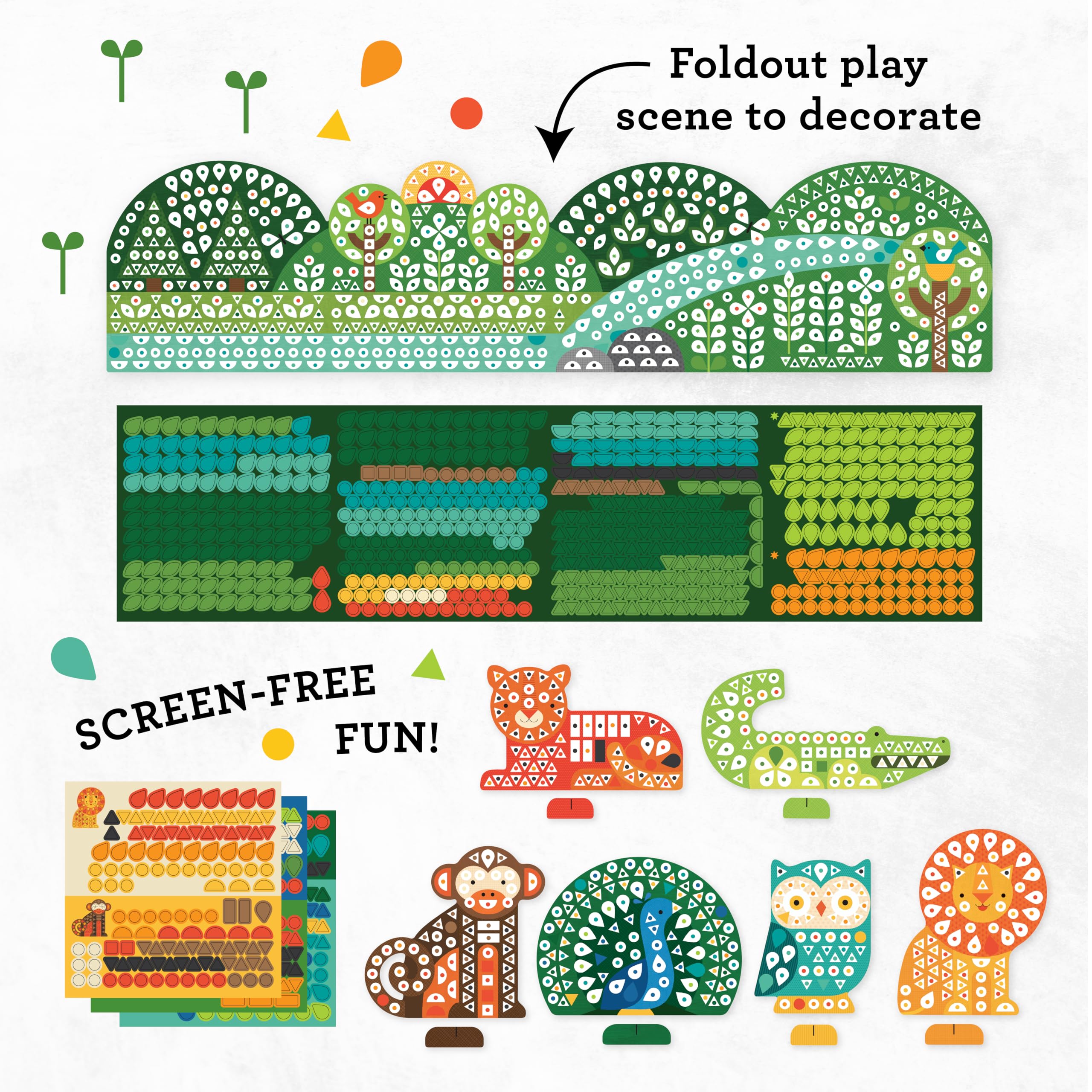 Petit Collage Mosaic Sticker Activity: Animal Friends, Craft Kit, 9.45 x 0.31 x 12.56 inches - Image 3