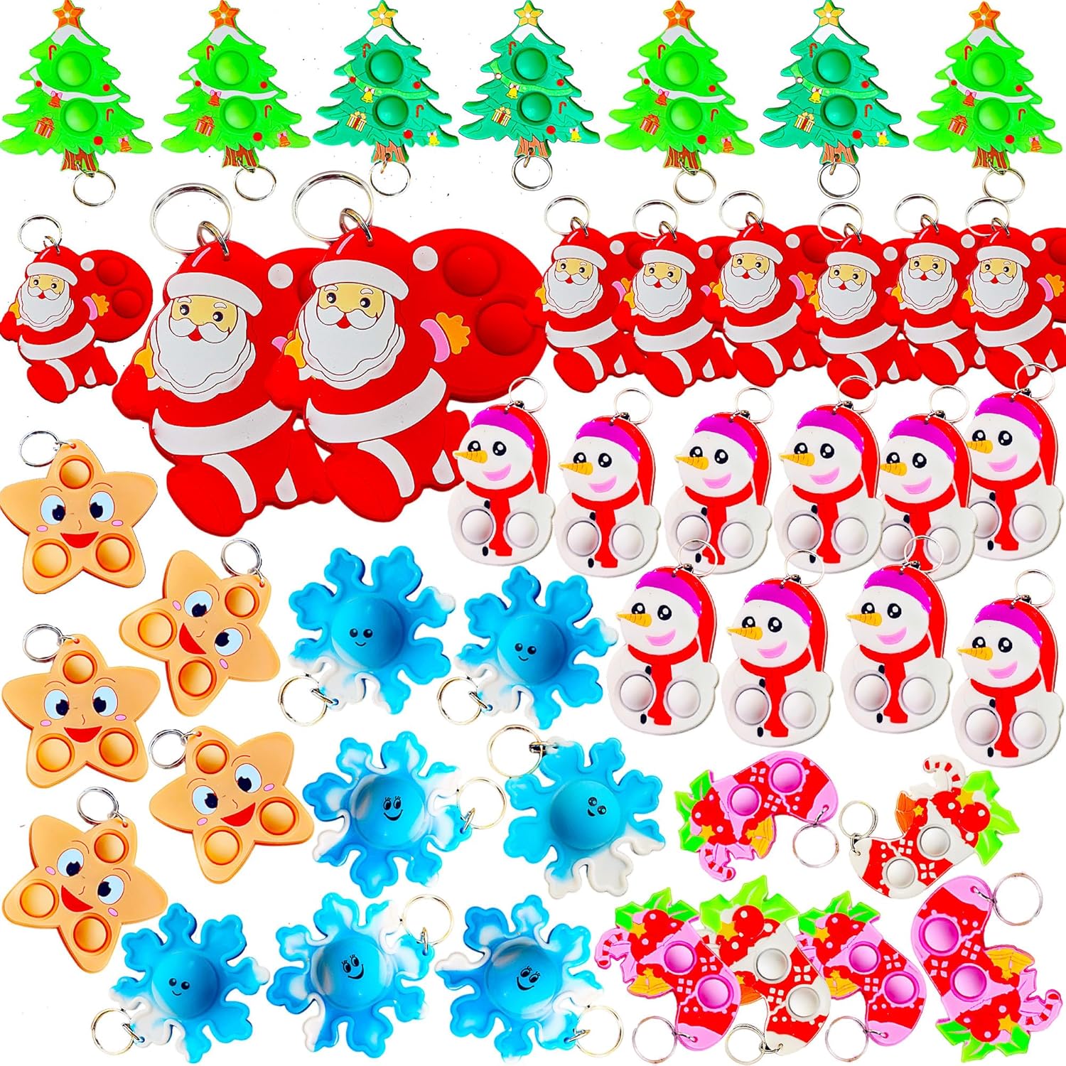100 Packs Variety Bulk Mini pop Santa Claus Fidget Gifts for School Christmas Holiday Kids Party Favors and Classroom Students Prizes
