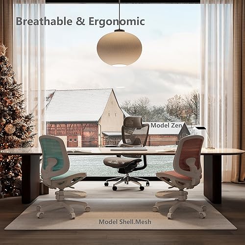 Miniatura 4 de Silla de escritorio, silla de estudio ergonómica con soporte lumbar y reposapiés, altura ajustable, silla de estudiante de malla con respaldo