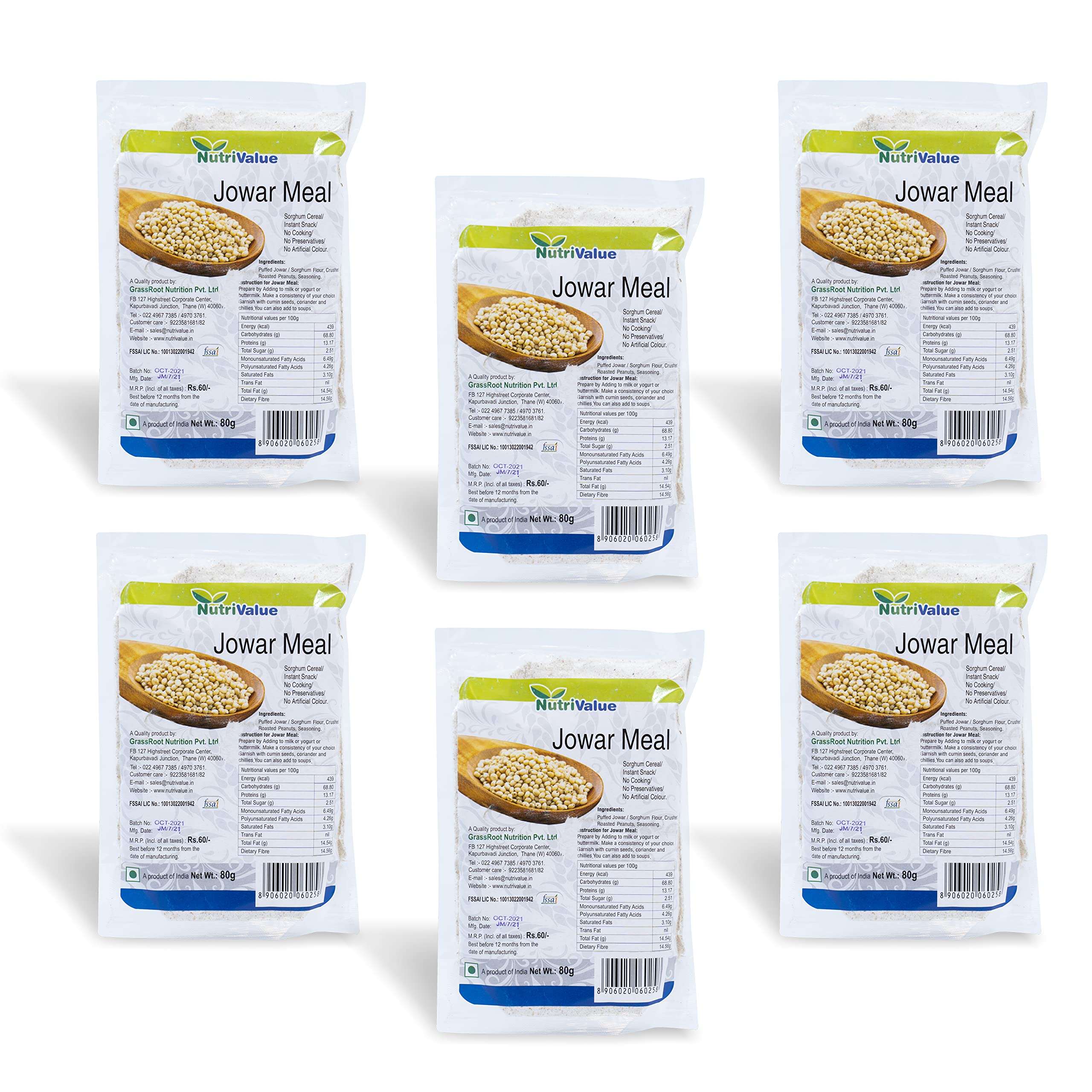 NutriValue Jowar Meal | Instant Snack | No Preservatives | Rich in Protein | (Pack of 6) 80 g x 6 (B08HK1VDBW) Amazon Price History, Amazon Price Tracker