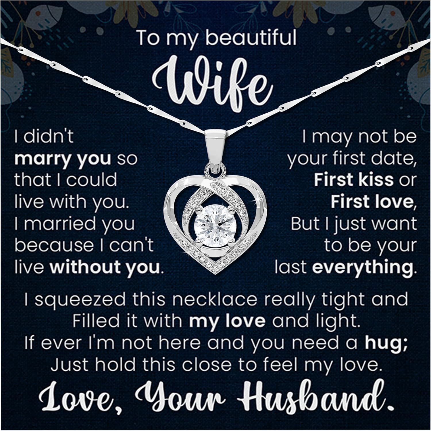 LAZYGIFT To My Wife Necklace From Husband Gift for Wives Beautiful Jewelry Forever Love Necklace Form Lover Husband for My Sweet Heart