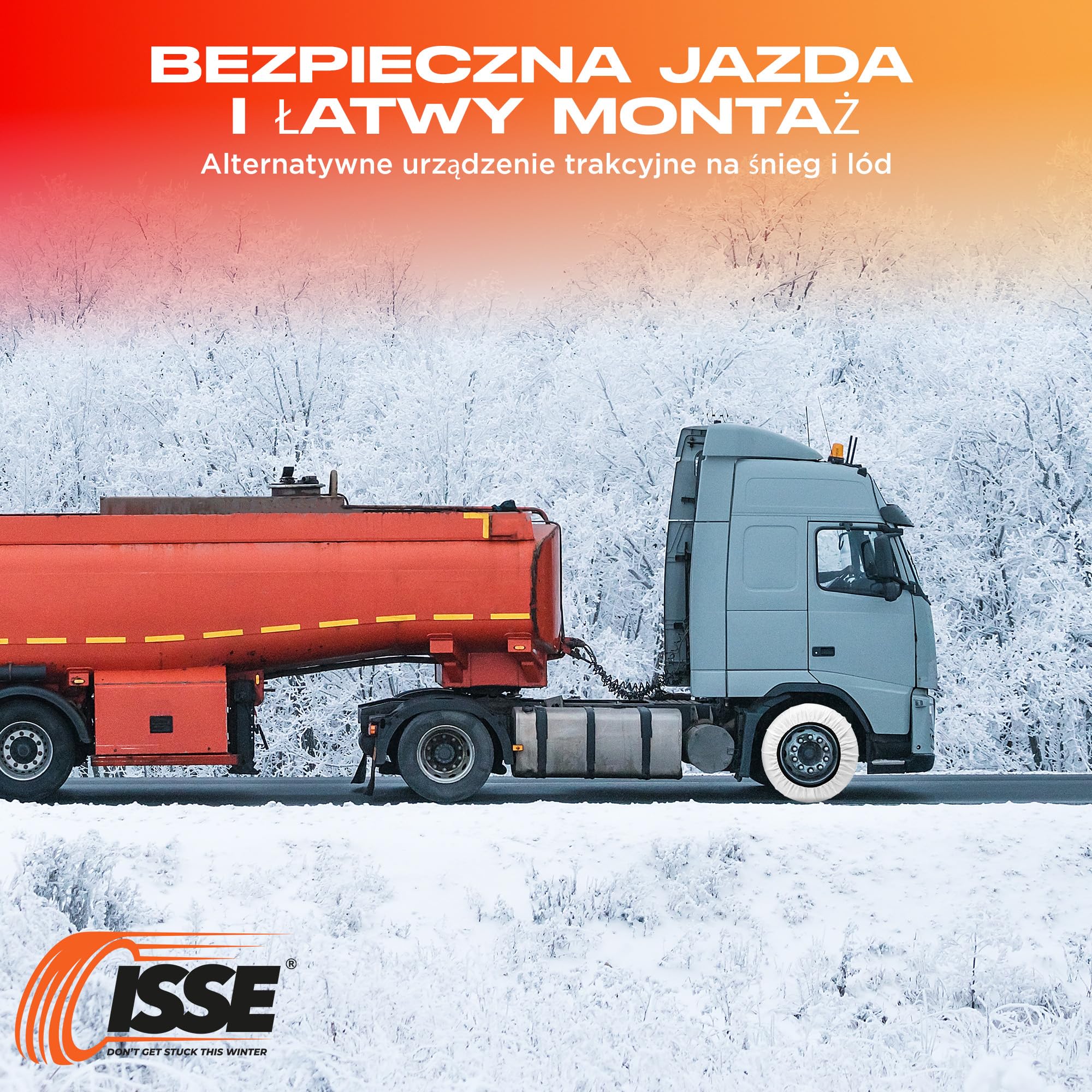Łańcuchy ISSE do samochodów ciężarowych T-102 | Łańcuchy tekstylne do samochodów ciężarowych EN 16662-1-Łańcuchy do samochodów ciężarowych do codziennego użytku na śniegu i lodzie-Zestaw 2 łańcuchów
