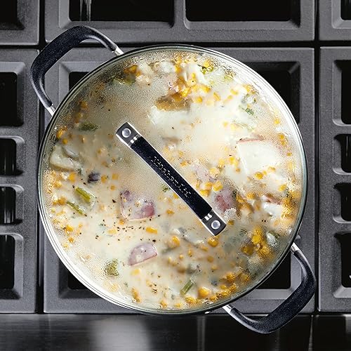 Miniatura 14 de KitchenAid 84805 Olla antiadherente anodizada dura con tapa, 8 cuartos de galón, color negro ónix