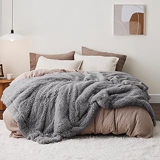 Bedsure Fluffy Fleece Queen Blanket - Soft & Warm