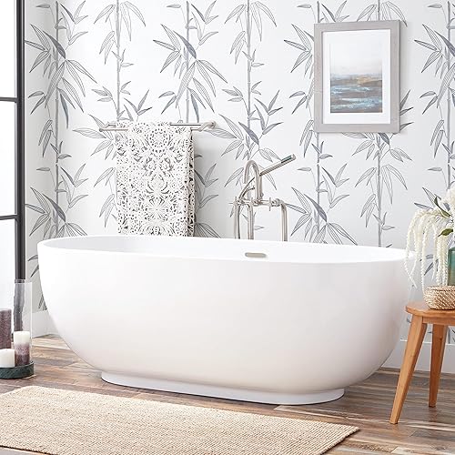 Miniatura 8 de Papel tapiz de color gris y blanco, papel de contacto para despegar y pegar, papel de contacto de hojas, papel tapiz de bambú moderno, impermeable,