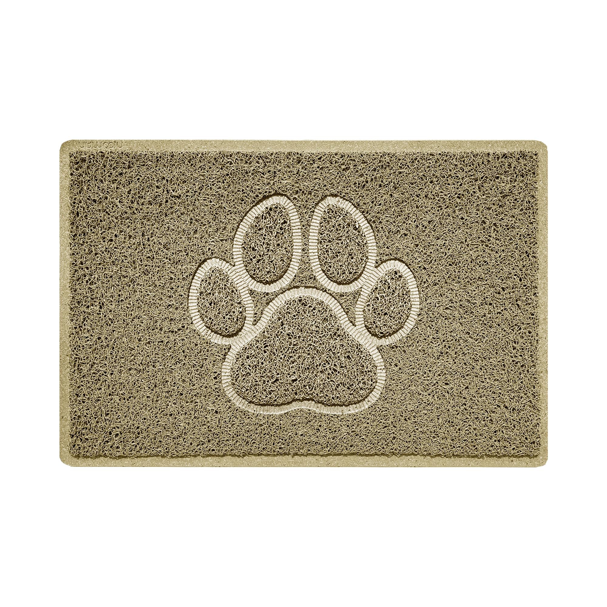 Rackhams Beige "Paw Print" Embossed Loofah Textured Spaghetti Door Mat - 60Cm X 40Cm - Yes (Suitable For Indoors)