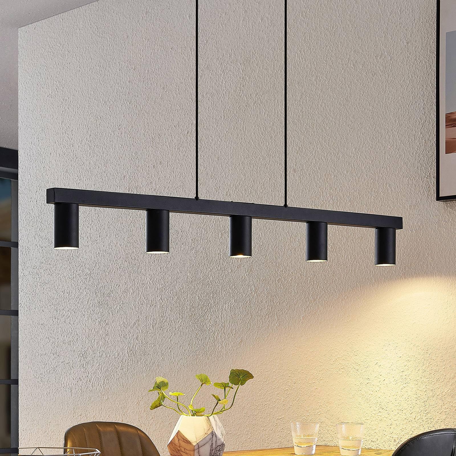 Lindby Lámpara colgante Baliko (Moderno) en Negro hecho de Metal e.o. para Salón & Comedor (5 llamas, GU10) lámpara techo