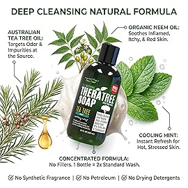 Oleavine TheraTree Tea Tree Oil Soap with Neem Oil - 12oz - Helps Skin Irritation, Body Odor, & Helps Restore Healthy Complexion for Body and Face TheraTree