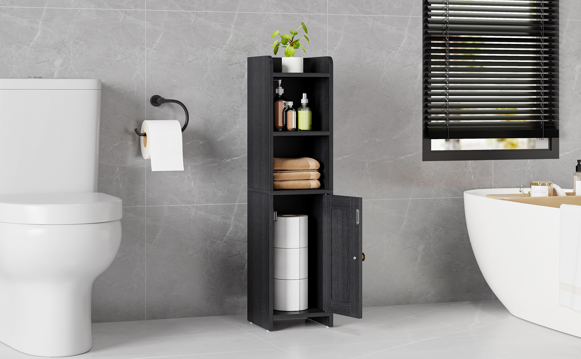 Amazon.com: Lomojo Small Bathroom Storage Cabinet Corner, Floor