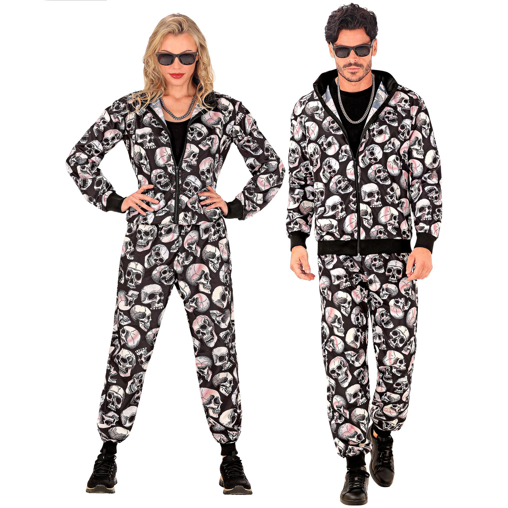 W WIDMANN MILANO Party Fashion - Party Fashion Skulls Jumpsuit, Unisex, 80s, Disco, Skeleton, Halloween Carnival, Theme Parties