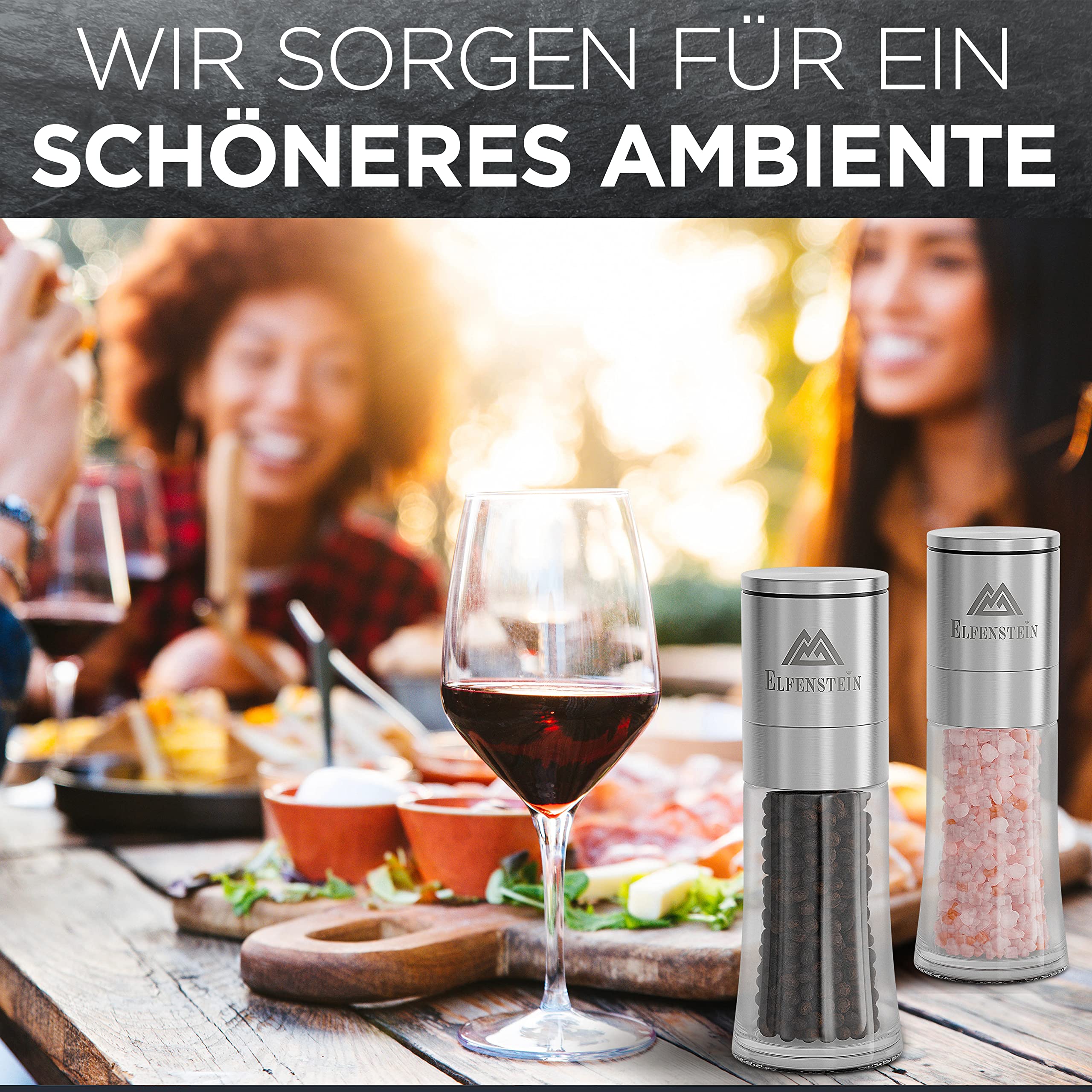 ELFENSTEIN Stainless Steel Salt and Pepper Mill Set including Ceramic Grinder, Infinitely Adjustable - Image 3