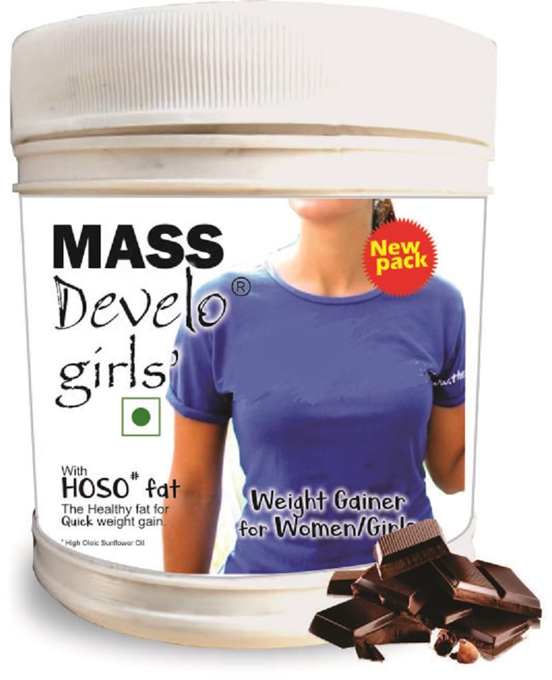 Develo Weight Mass Gainer Protein Shake Powder for Fast Gain in women girls,Nutrition Food Supplement,with Natural Fat Energy I 27 Vitamins & Minerals I 500 grams Chocolate Flavour