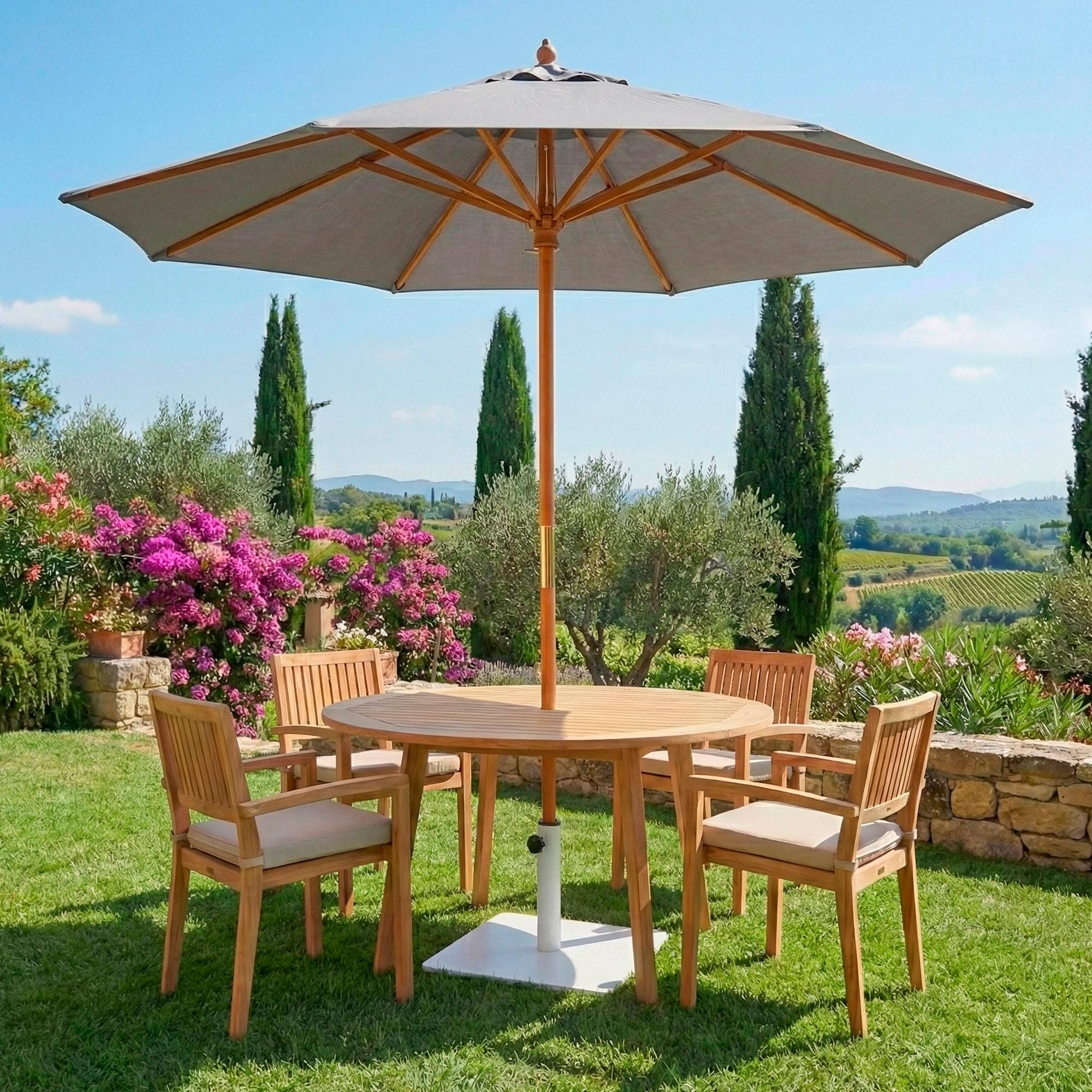 AKTIVE Base para Sombrilla Cuadrada, Acero, Blanca, 9 kg, 37x32 cm, Compatible con Mástiles Ø22-38mm