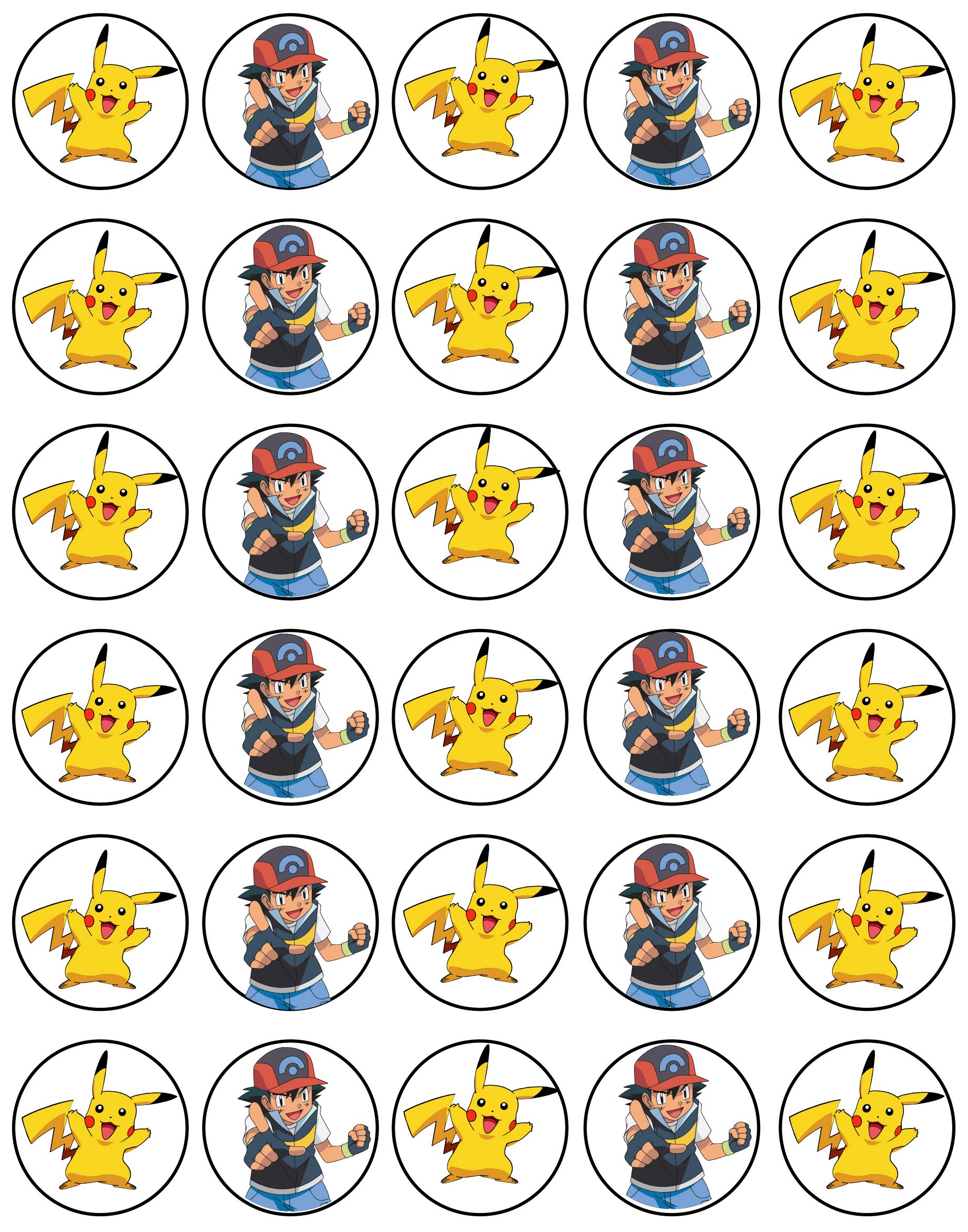 Buy 30 x Edible Cupcake Toppers Pokémon Themed Collection of Edible