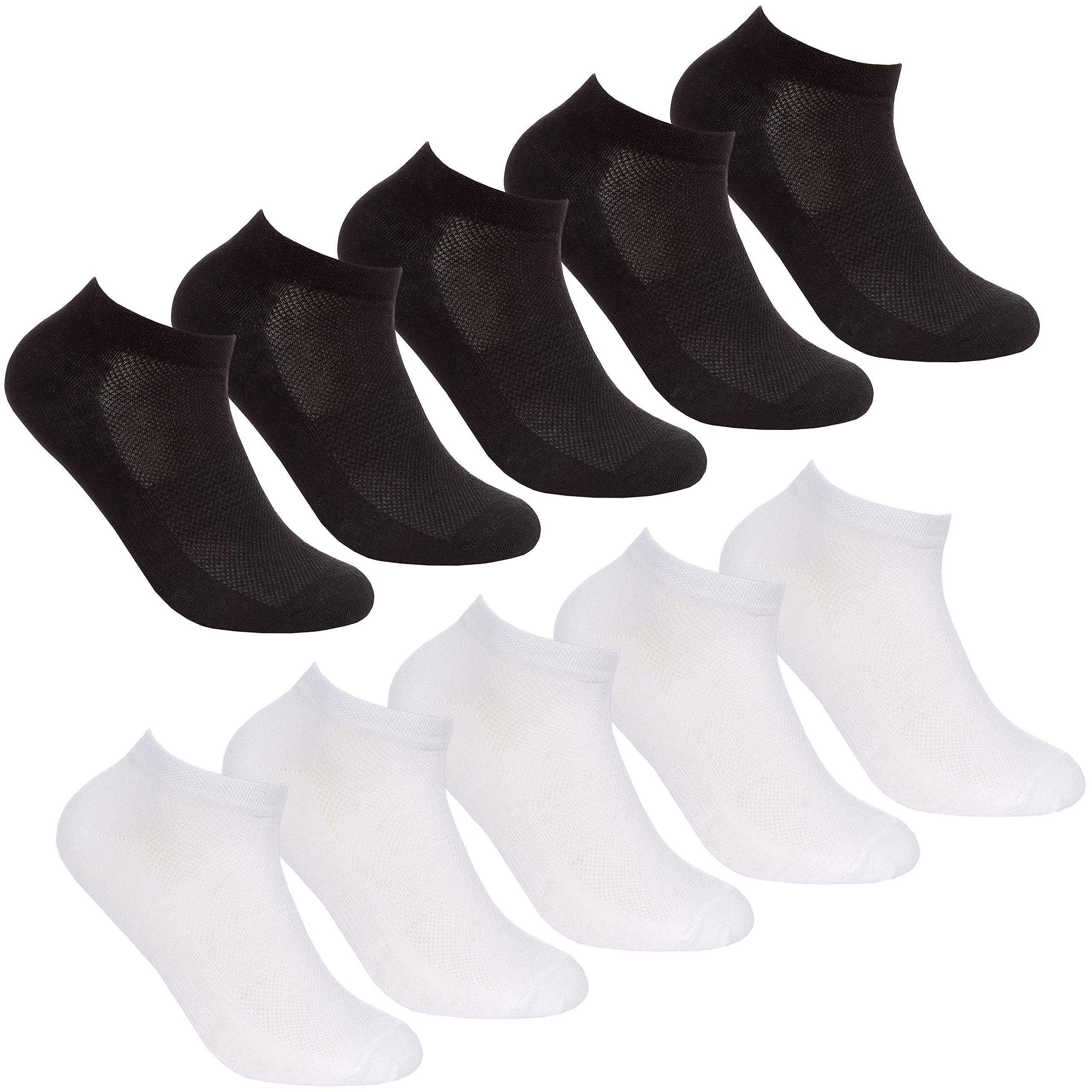 Red Tag Active Women's White And Black 10 Pairs Redtag Active Ten Pair Multipack Of Trainer Socks With Arch Support 10 Pairs Black And White 4-8