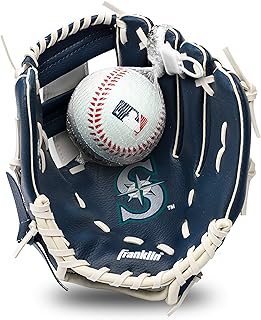 Franklin Sports MLB Youth Teeball Glove and Ball Set - Kids Seattle Mariners Baseball and Teeball Glove and Ball - Perfect First Kids Glove - 9.5