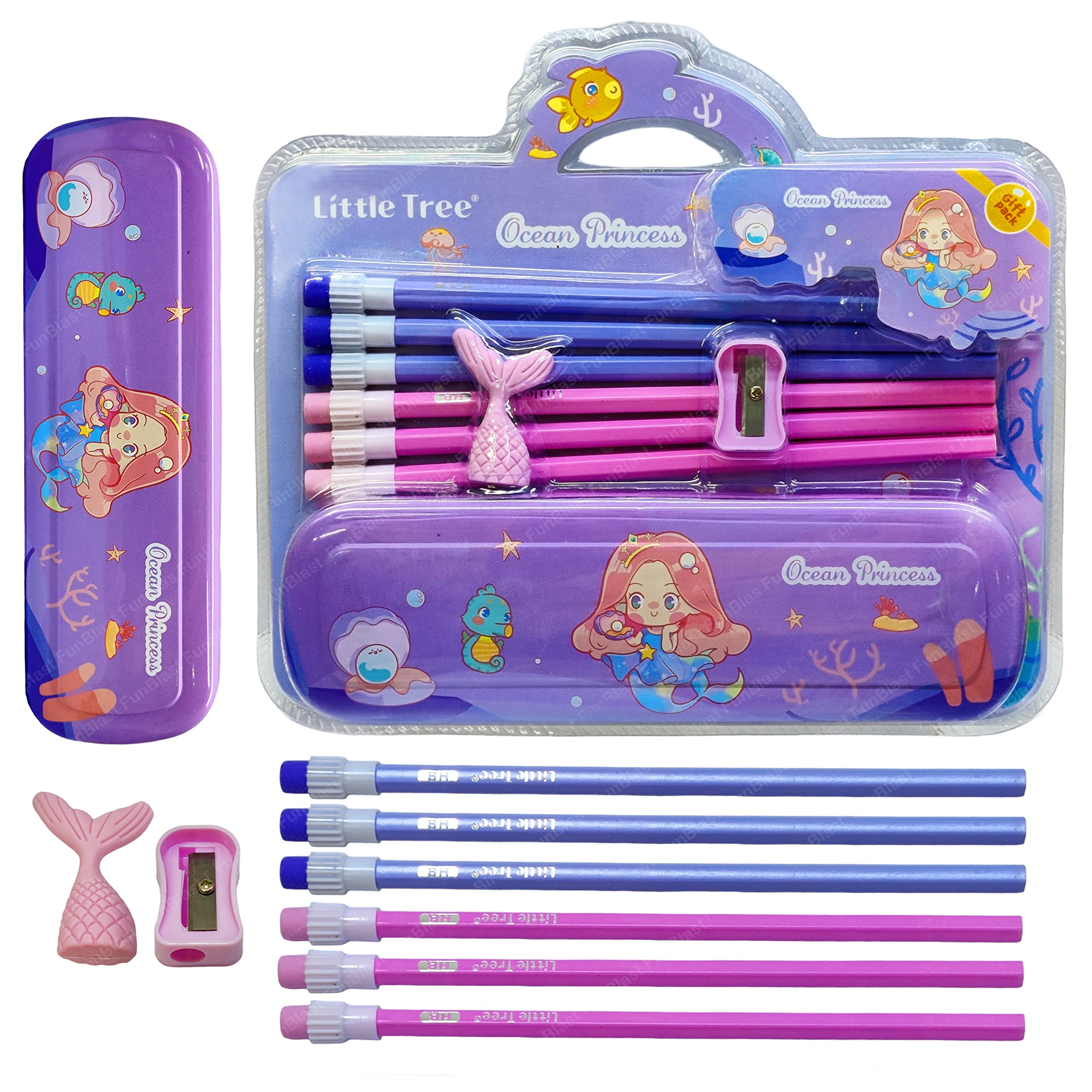 FunBlast Kawaii Stationary Kit for Girls - Mermaid Theme Double Layer Pencil Box, 6 Pcs Fancy Pencils, Sharpener & Erasers for Kids, Return Gift Set for Kids (Multicolor) (B0C6GT24FC) Amazon Price History, Amazon Price Tracker