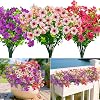 Artificial Flowers Outdoor 189 Fake Flowers, 9 Bundles UV Resistant Plastic Faux Silk Flowers Bouquet, Decorative Artificial Flowers Plants for Garden Graves Porch Window Front Door Indoor Decoration