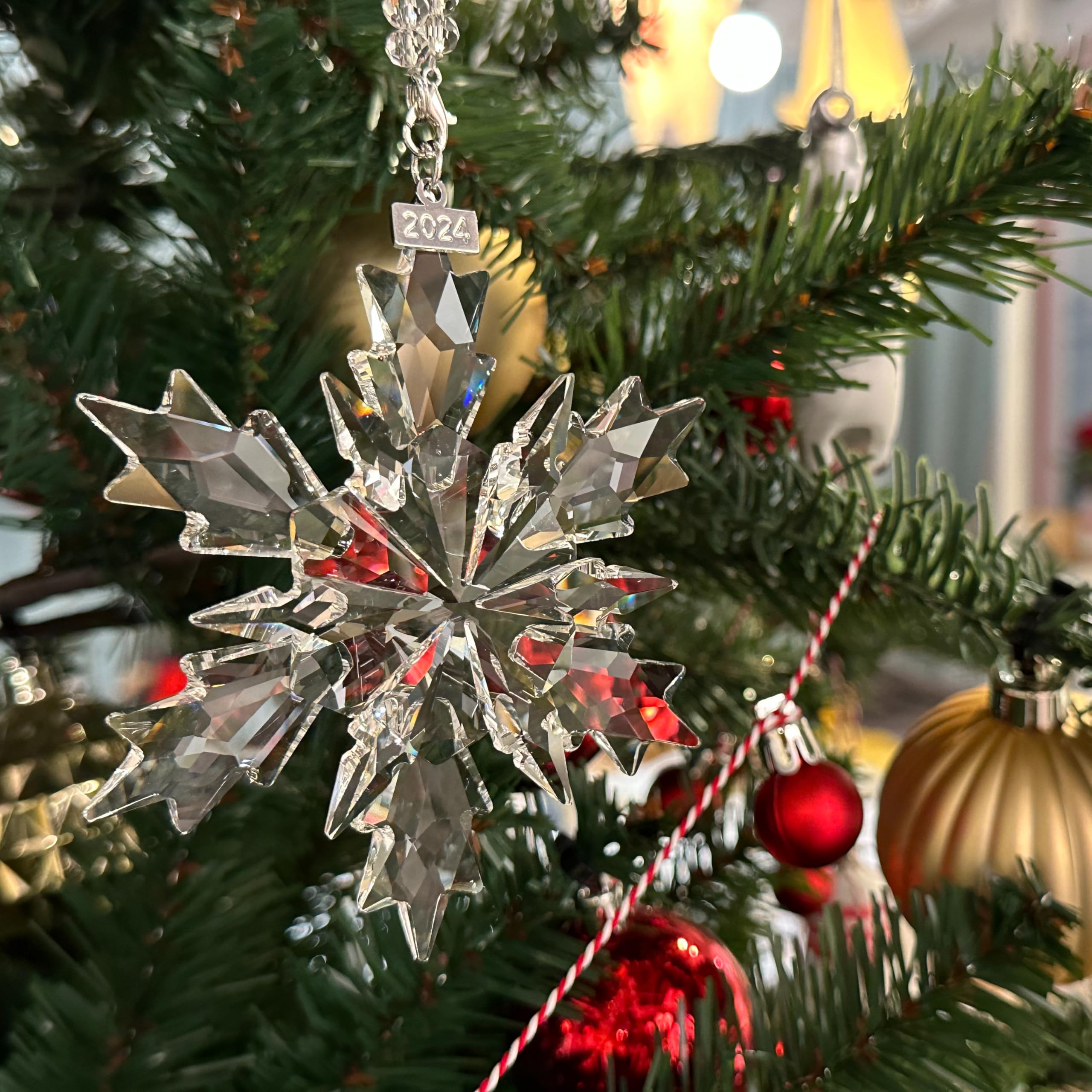 Annual Ornament 2024 Christmas Ornaments for New Home Hanging Decor Sun Catcher Luxury Crystal Snowflakes for Christmas Tree