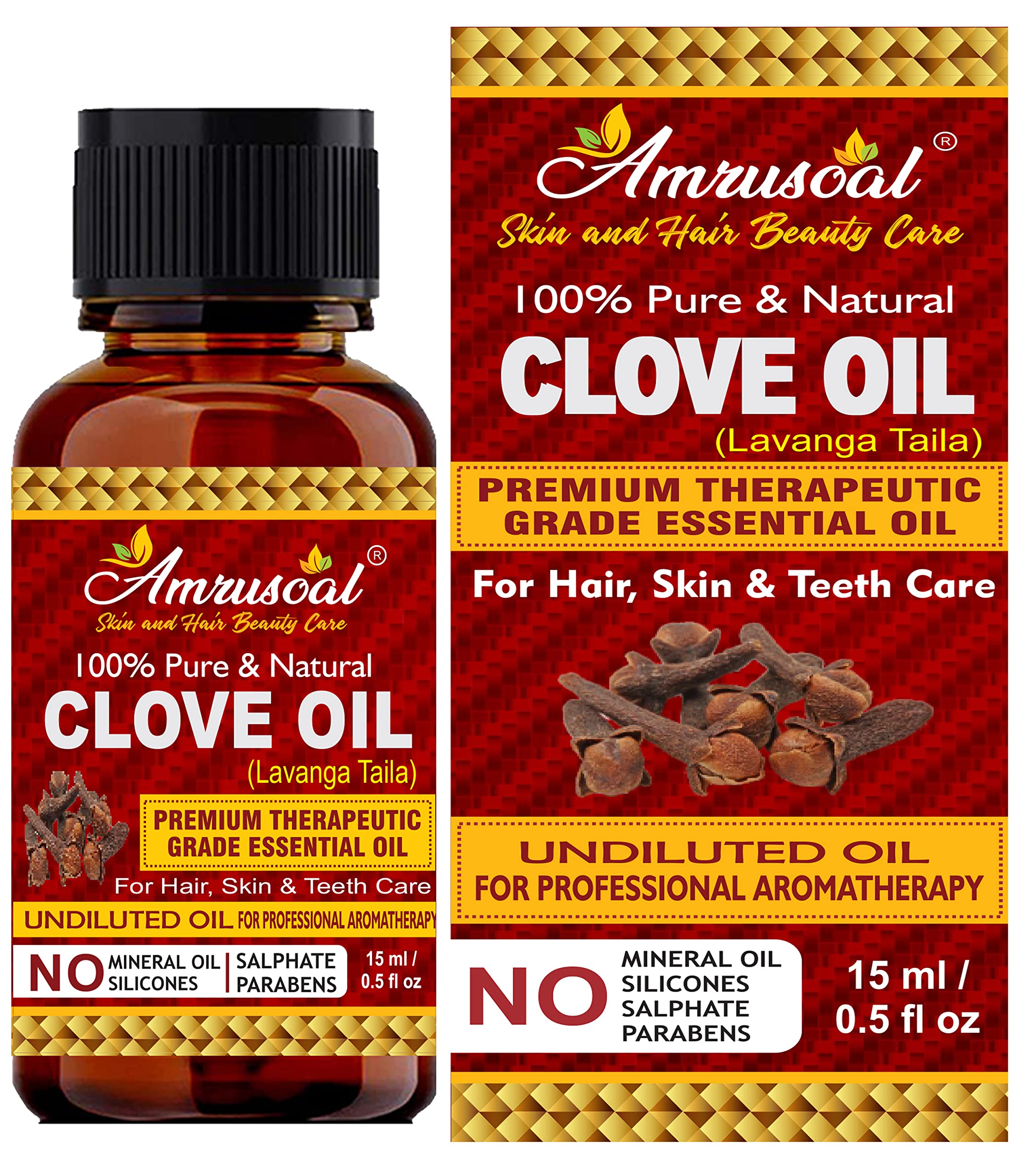 AMRUSOAL Clove Essential Oil for Teeth, Hair, Skin, 100% Pure and Natural Therapeutic Grade (15 ml) (B0B6GNTNTD) Amazon Price History, Amazon Price Tracker